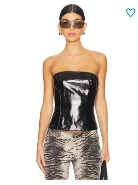 Superdown Revolve Novi Faux Leather Corset in Black